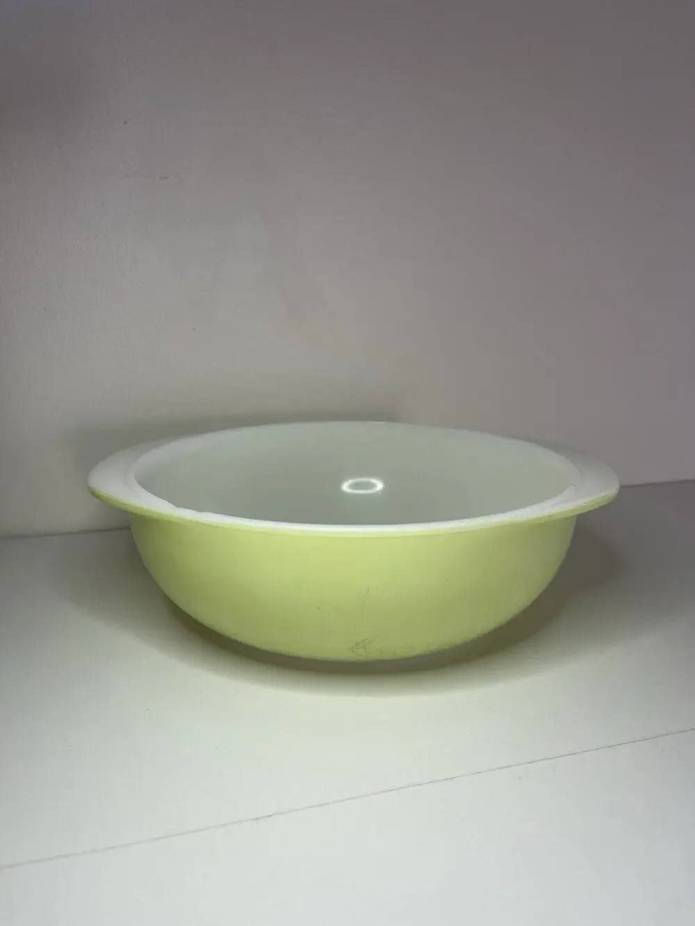 VINTAGE Pyrex Casserole Dish 2 QT Quart Lime Green 024 Round Mid Century Kitchen